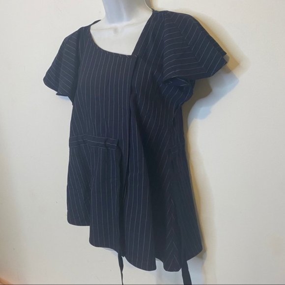 Marissa Webb Lorie Pinstripe Wool Wrap Blouse Size XS - Picture 3 of 16